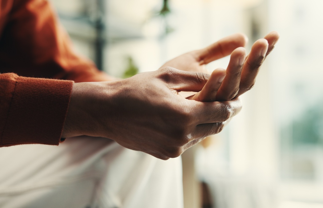 Hands, man and divorce as nervous, anxiety and stress for mental health, wellness and burnout in home. Male person, mistake and frustrated in psychology for depression, worry or advice in living room